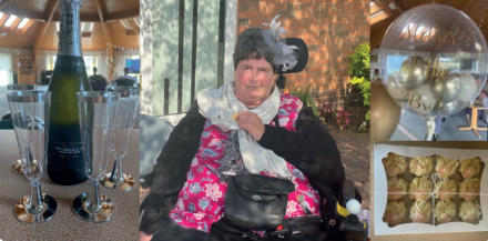 A relatives wedding came to Helen Ley so the family member and residents could be a part of the special day. There was Prosecco, wedding cupcakes and balloons. 
